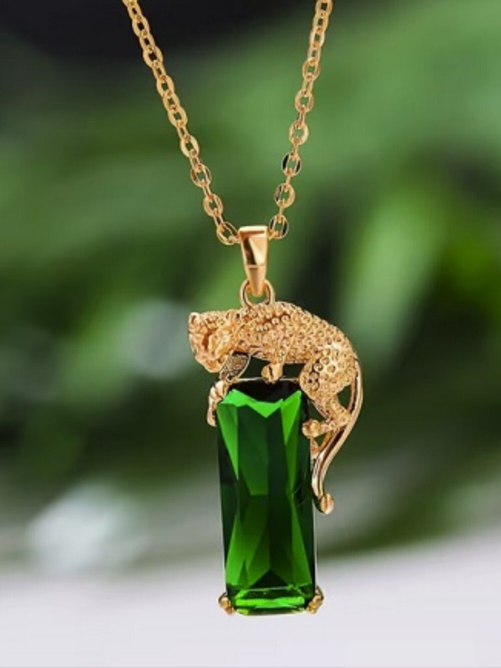 Leopard Print Gold Pendant & Necklace Bold Animal Design ~ N-AL-4414-294
